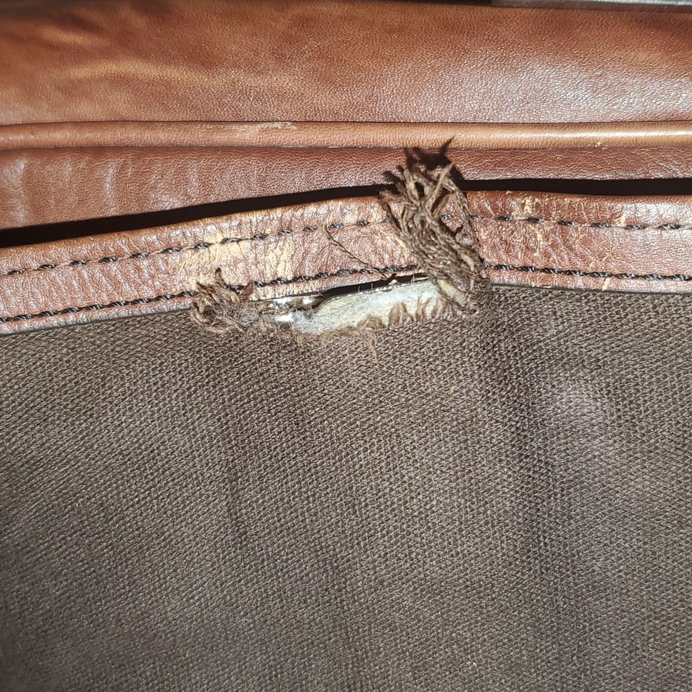 Fossil Leather Briefcase Guc Nice Brown Color - image 6